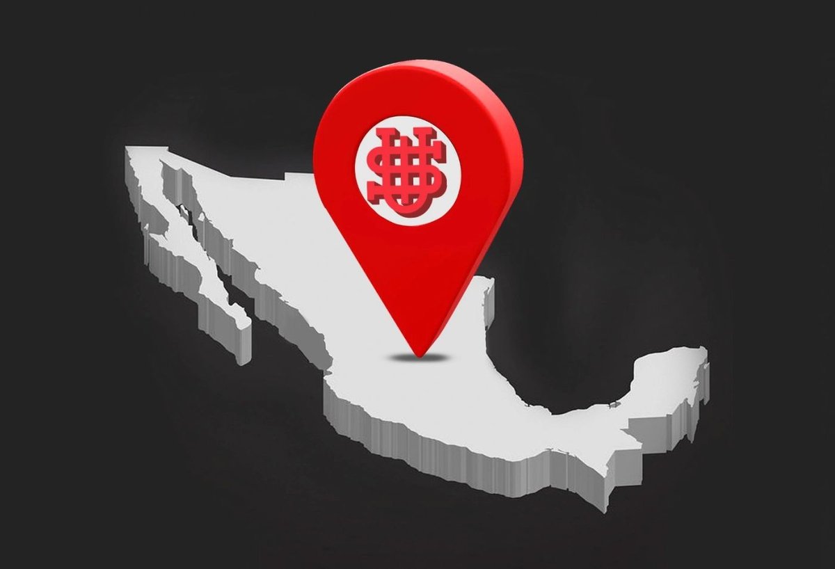 Mapa 3D de México con el pin del monograma IUS marcando la red de distribuidores