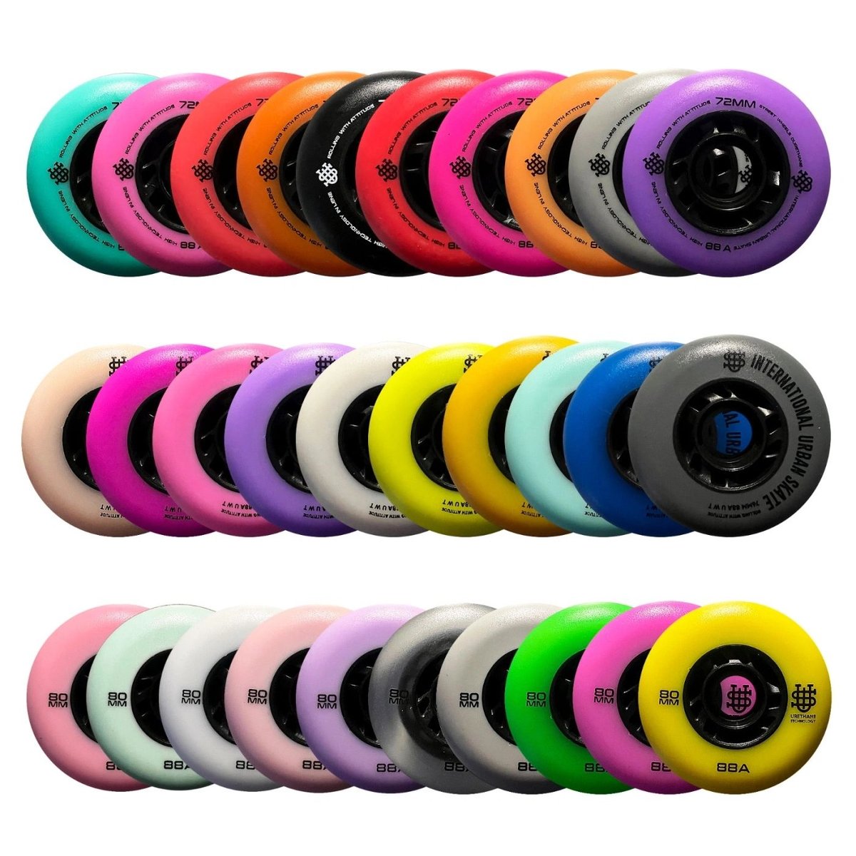 Ruedas IUS en decenas de colores, 72 mm y 80 mm